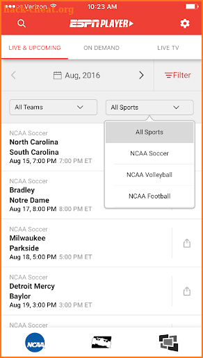 ESPN Player screenshot