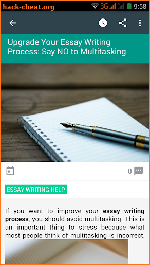 Essay writer information screenshot