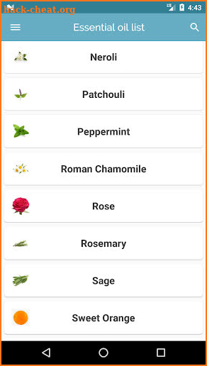 Essential oil guide screenshot