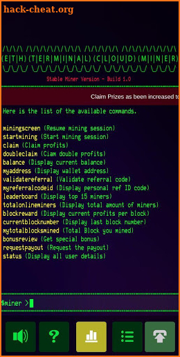 ETH Terminal Cloud Miner screenshot