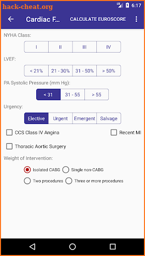 EuroSCORE II screenshot