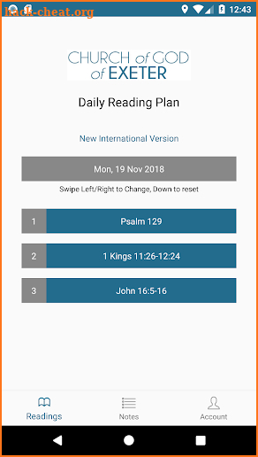 Exeter Reading Plan screenshot