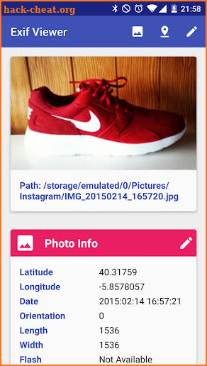EXIF Viewer: Exif editor GPS screenshot