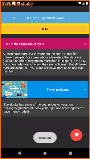 Expandable Layout Demo screenshot