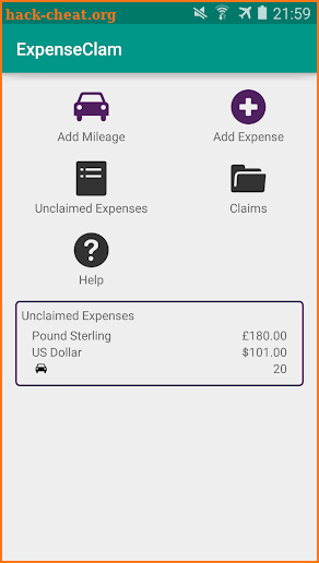 ExpenseClam expenses & mileage screenshot