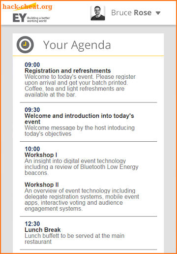 EY Meetings screenshot