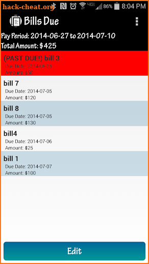 EZ Bill Tracker screenshot