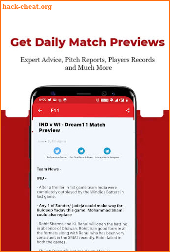 F11 - Fantasy Tips For Dream11, Cricket & Football screenshot