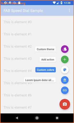 FAB Speed Dial Sample screenshot