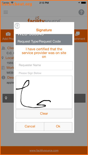 FacilitySource VendorTech App screenshot