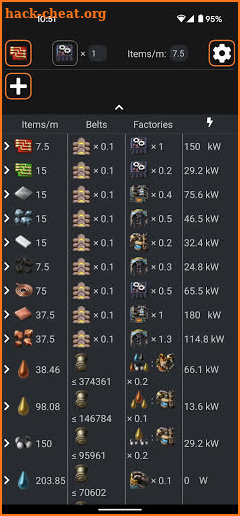 Factorio calculator screenshot