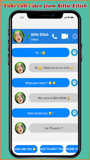 Fake call video from Billie Eilish screenshot