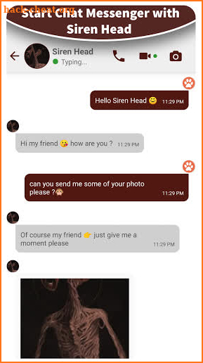 fake chat and call Scary from Siren Head-prank screenshot