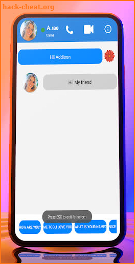 Fake chat Call :addison™ Rae Simulator screenshot