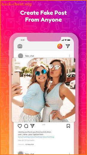 Fake post and chat for insta prank screenshot