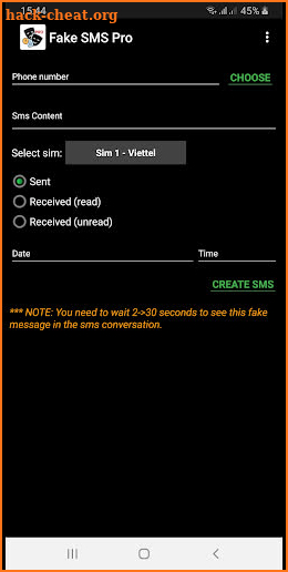 Fake SMS Pro screenshot