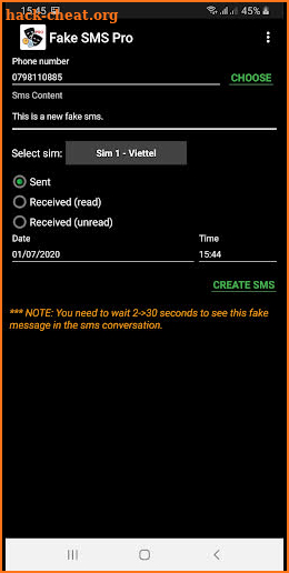 Fake SMS Pro screenshot