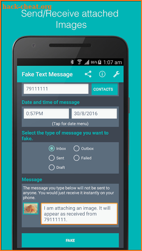 Fake Text Message screenshot