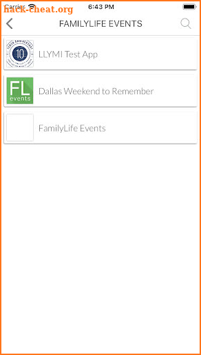 FAMILYLIFE EVENTS screenshot