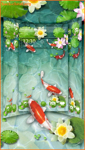 Fancy 3D koi fish theme screenshot