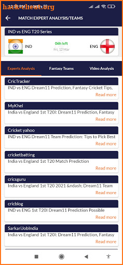 Fantasy Bazaar Dream11 Predictions Expert teams screenshot