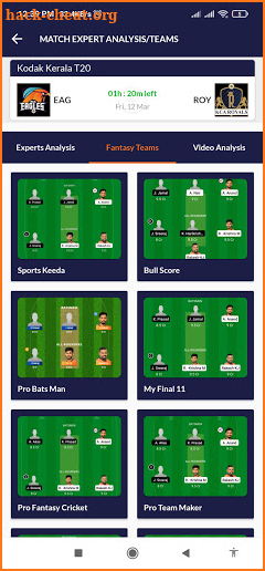 Fantasy Bazaar Dream11 Predictions Expert teams screenshot