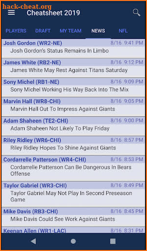 Fantasy Football Cheatsheet 19 screenshot