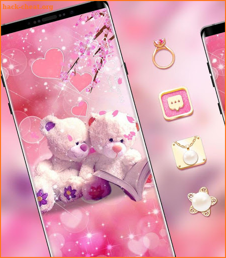 Fantasy shiny pink romantic bear theme screenshot