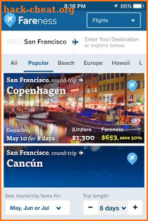 Fareness - Book Flights on the Cheapest Dates screenshot