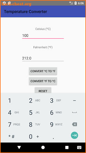 Farenheit to Celsius Converter screenshot