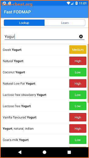 Fast FODMAP Lookup & Learn screenshot