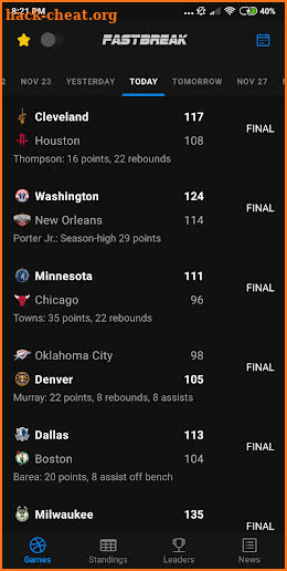 Fastbreak: Live NBA Score and Stats screenshot