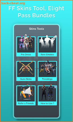 FFF FF Skin Tool, Elite pass Bundles, Emote, skin screenshot