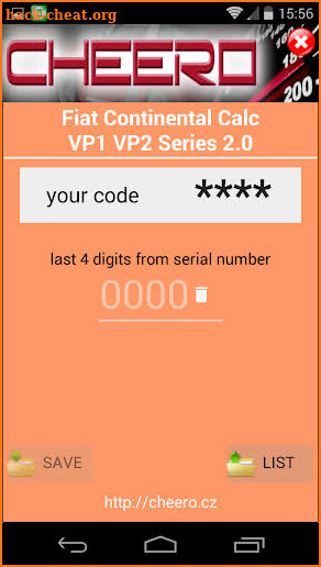 FIAT CONTINENTAL RADIO CODE VP1 VP2 SERIES CALC screenshot