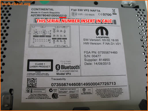FIAT CONTINENTAL RADIO CODE VP1 VP2 SERIES CALC screenshot