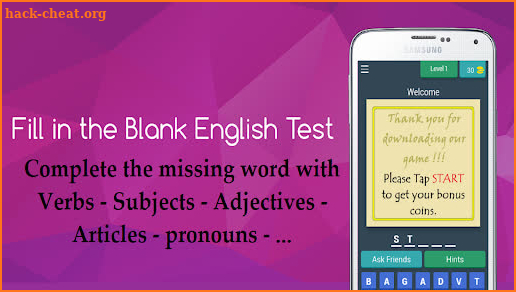 Fill in the Blank English Test screenshot