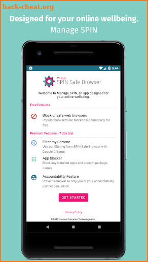 Filter Chrome Browser by Manage SPIN safe browsing screenshot