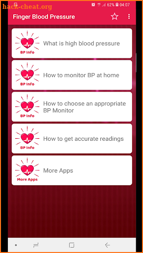 Finger Blood Pressure Info screenshot