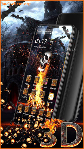Fire Dark Skull Gravity Theme screenshot