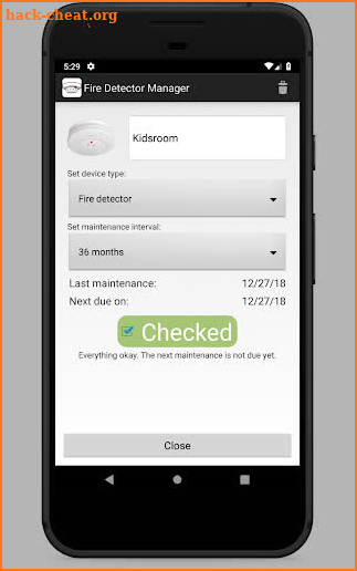 Fire Detector maintenance Manager screenshot