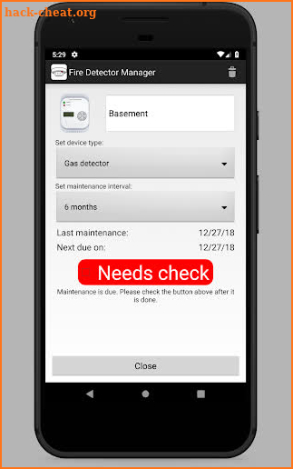 Fire Detector maintenance Manager screenshot