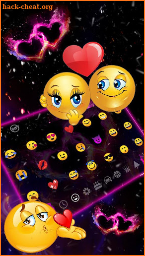 Fire Neon Heart Keyboard Theme screenshot