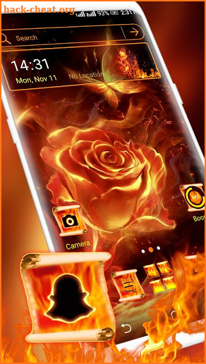 Fire Rose Butterfly Launcher Theme screenshot