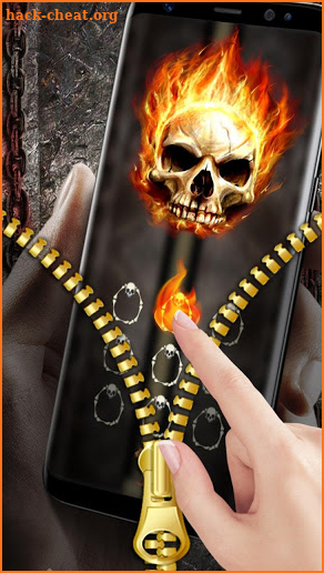 Fire Skull Zipper Lock Theme screenshot