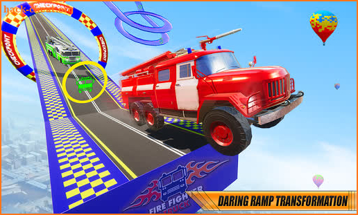 Fire Truck Transform Racing Mega Ramp Stunts Game screenshot