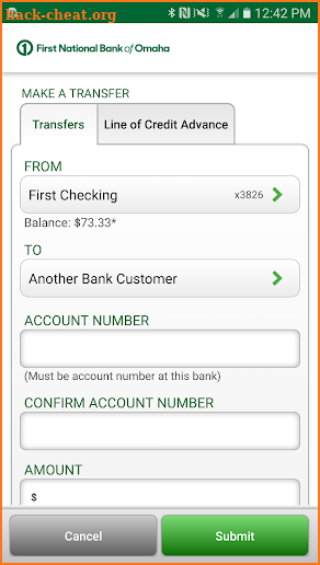 First National Bank of Omaha screenshot