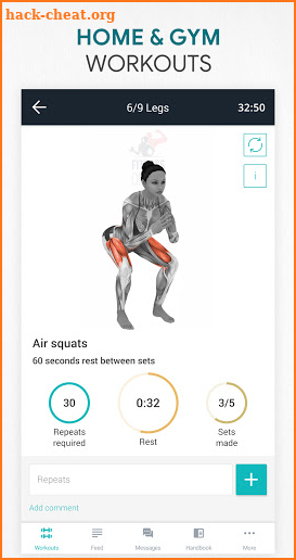 Fitness app: home, gym workout screenshot