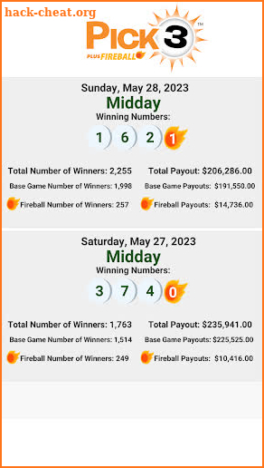 FL Lottery Results screenshot