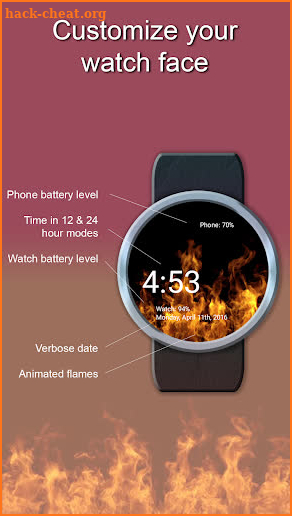 Flames Watch Face - Wear OS Smartwatch - Animated screenshot