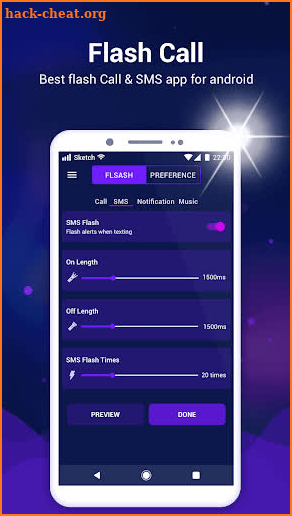 Flash call-flashlight on Call and SMS screenshot